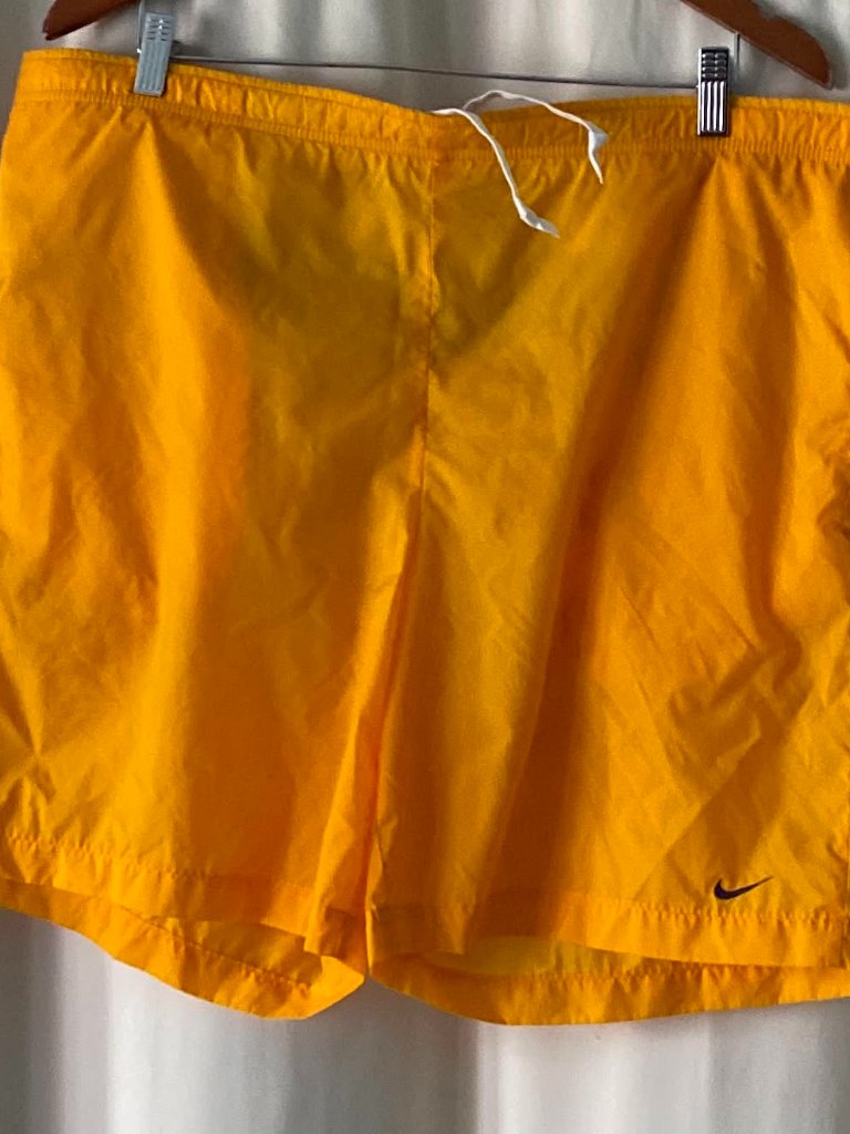 Nike Swim Trunks Xl Yellow Black Logo Mesh Lined Shorts